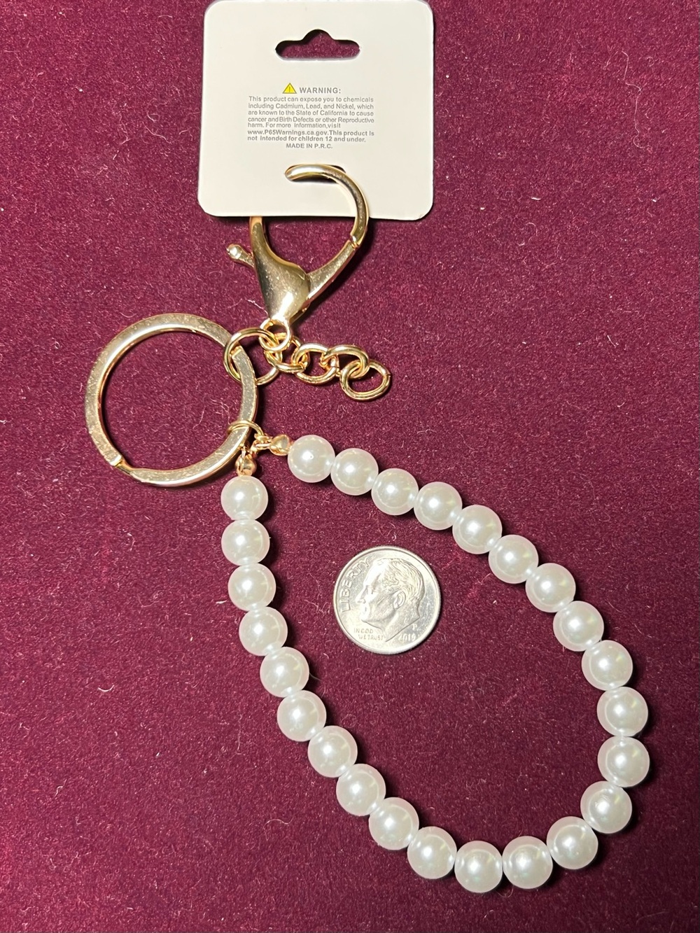 Princess Accessories White Pearl Beaded Purse Bag Charm with Gold Hardware - Picture 3 of 5